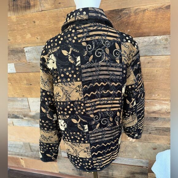 Coldwater Creek reversible light weight jacket black/browns-golds and black - Picture 5 of 13